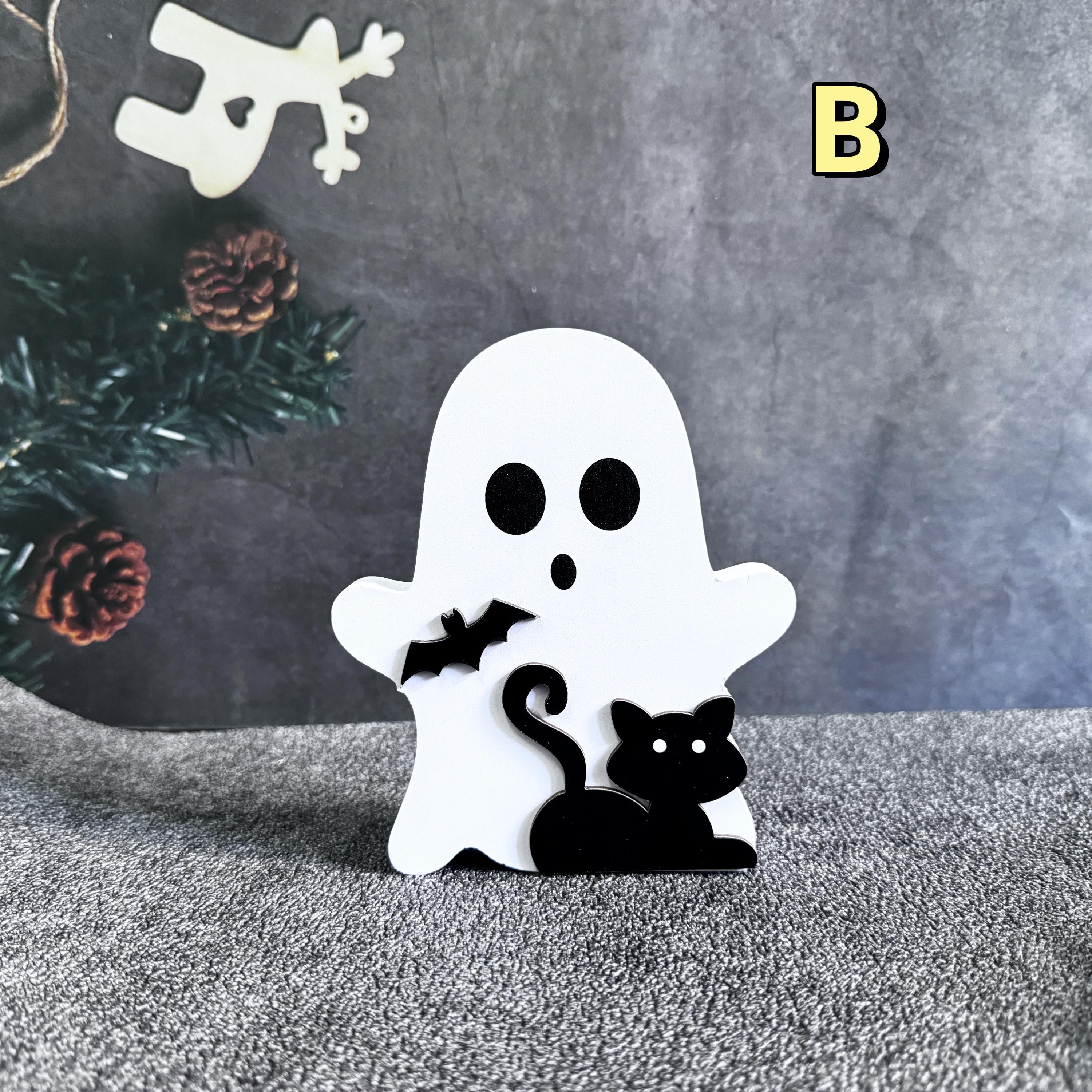 Cute Wooden Halloween Ghost/Pumpkin Desk Ornament,Engraved  Name Gift,Halloween Decor,Halloween Gifts,Home Table Decor,Halloween Party Decor