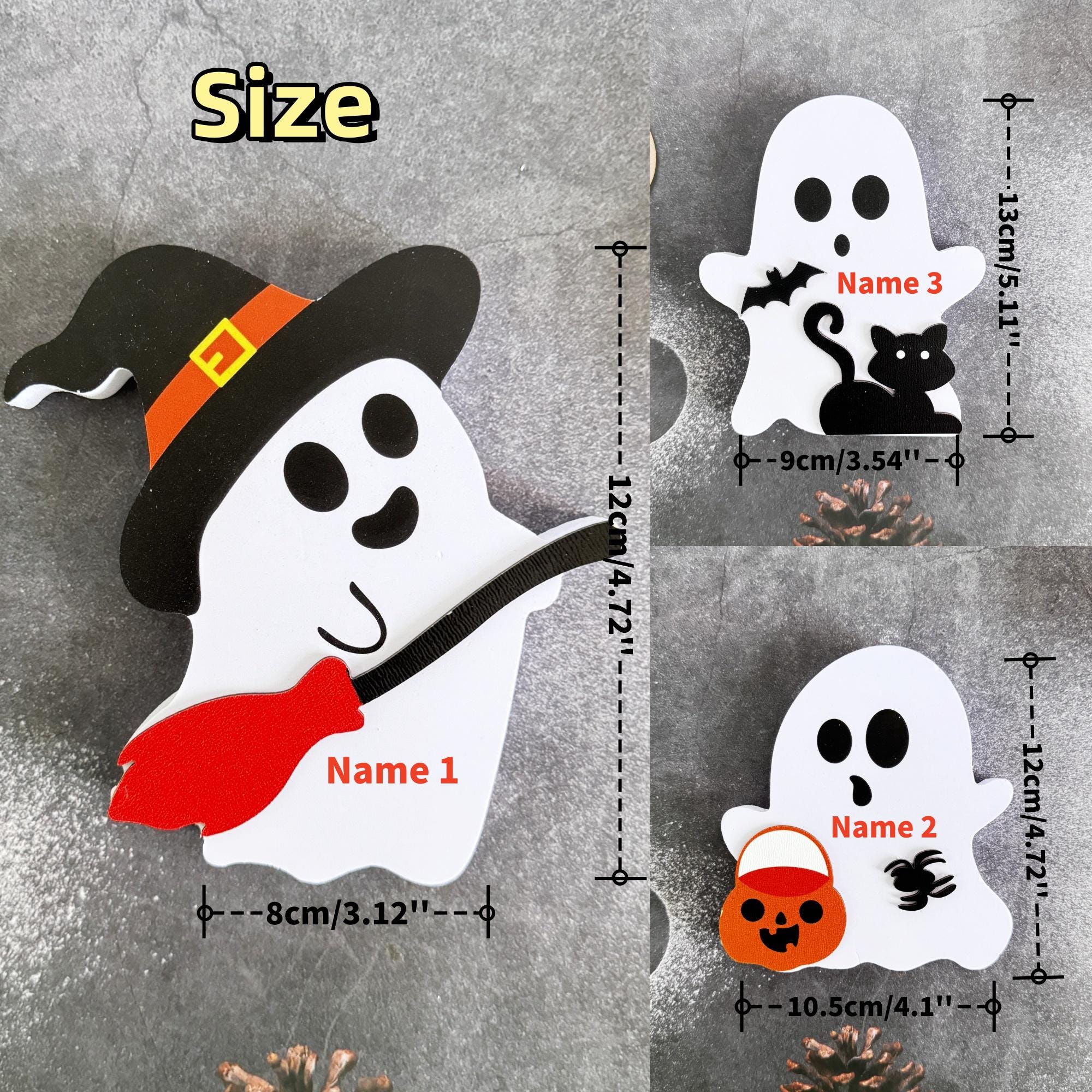 Cute Wooden Halloween Ghost/Pumpkin Desk Ornament,Engraved  Name Gift,Halloween Decor,Halloween Gifts,Home Table Decor,Halloween Party Decor