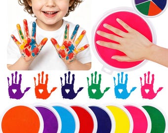 36 Colors Washable Finger Paint Ink Pad | Kids Handprint & Footprint Art Palm Print Tray | Ink Pad | Stamp Ink Pad | Toddler Craft Supplies