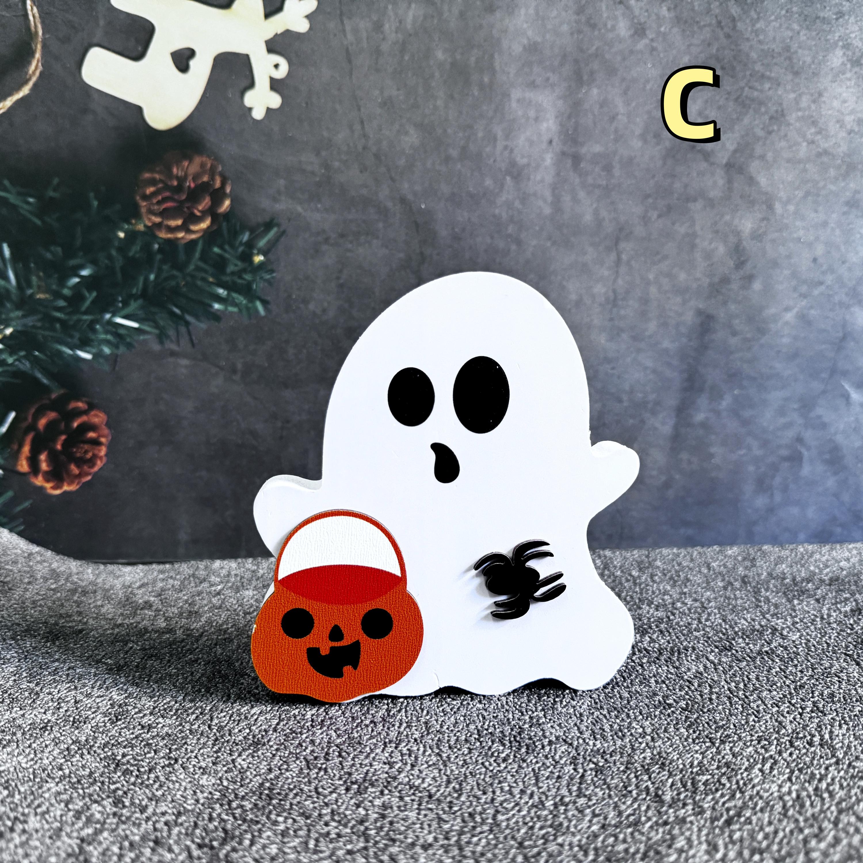 Cute Wooden Halloween Ghost/Pumpkin Desk Ornament,Engraved  Name Gift,Halloween Decor,Halloween Gifts,Home Table Decor,Halloween Party Decor