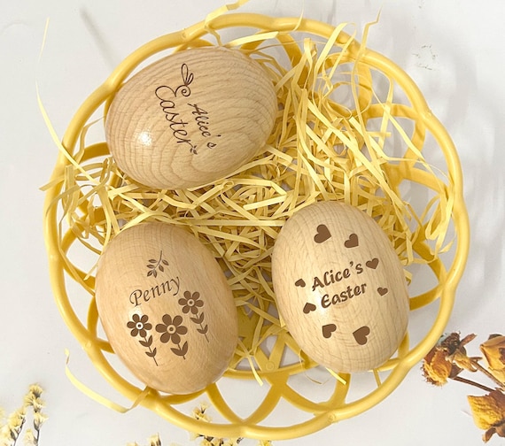 Oeufs de Pâques en bois gravés 2025, Oeufs de Pâques en bois faits