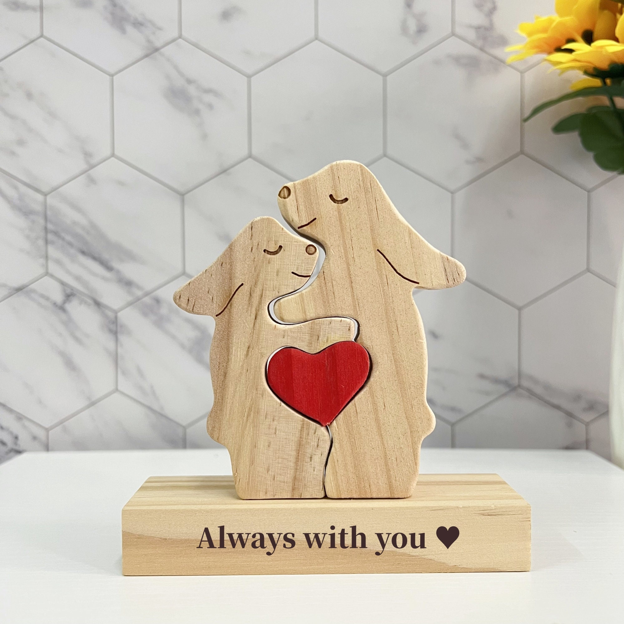 Personalisiertes Kaninchen-Familien-Puzzle Aus Holz | Mit 1-8 Namen | Tischdekoration & Geschenk Für Familie