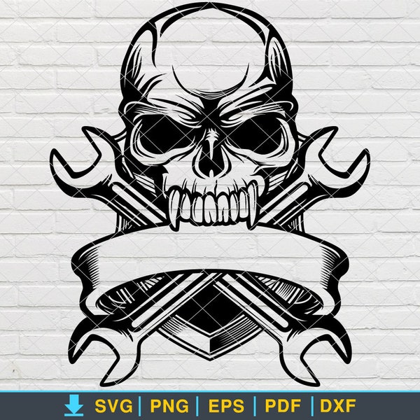 Skull With Wrenches SVG, Repair tools Svg, Wrench Svg, Mechanic logo, Tools svg, Patriotic Mechanic svg  [EP-66]