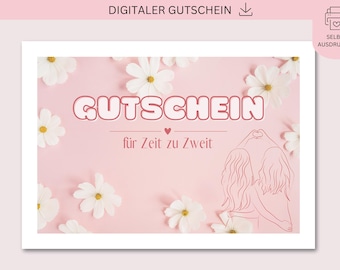 Printable voucher, voucher for time instead of things, PDF + JPG download, gift idea for best friend, voucher template, gift for mom