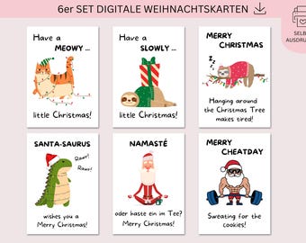 クリスマス カード、6 枚セット、印刷用クリスマス カード テンプレート、デジタル ダウンロード、クリスマス、カスタマイズ可能、クリスマス、はがき