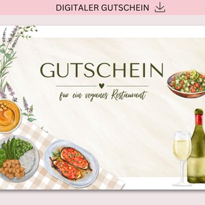 Gutschein zum Ausdrucken, Vegan essen gehen, PDF + JPG Download, Gutschein, Personalisierbar, Geschenk, Geburtstag, Muttertag, Vegan