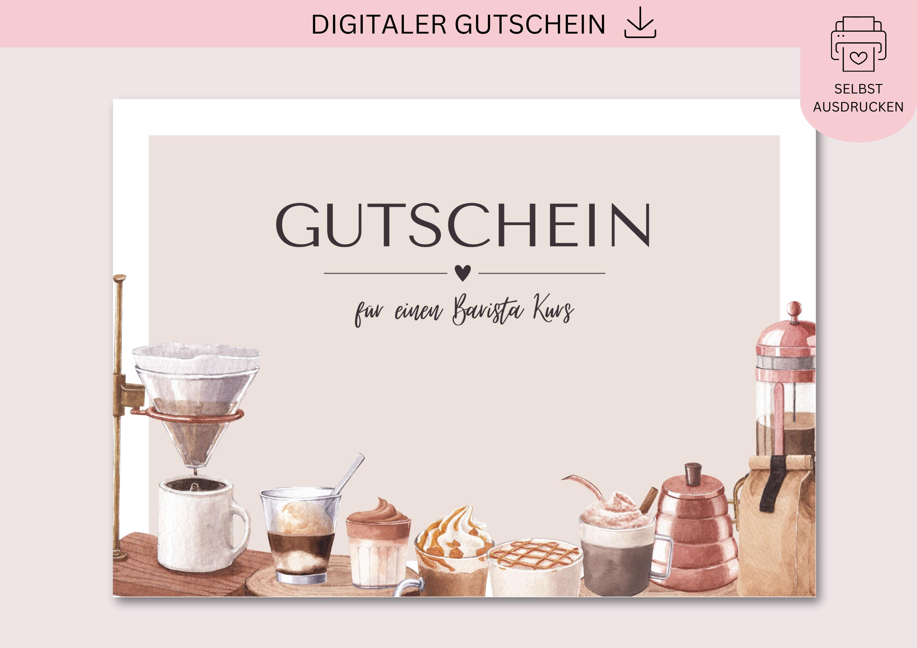 Voucher to Print, Barista Course, PDF + JPG Download, Voucher, Barista,  Gift, Birthday Present, Voucher Barista Course - Etsy Ireland