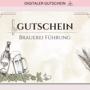 Voucher to print, brewery tour, PDF + JPG download, voucher, personalizable, gift, birthday gift dad, beer