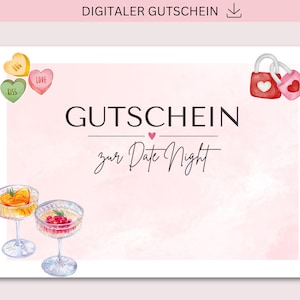 Cupón para imprimir, Cita romántica, Descarga PDF + JPG, Personalizable, Regalo de cumpleaños, Aniversario, Regalo de aniversario, Aniversario de bodas