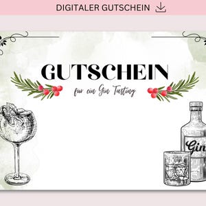 Buono da stampare, Degustazione Gin, Degustazione Gin, Download PDF + JPG, personalizzabile, regalo, regalo di compleanno, Festa del Papà