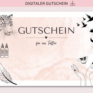 Tattoo Gutschein Vorlage, Gutschein zum Ausdrucken, Geschenkidee, PDF + JPG Download, Gutschein, Personalisierbar, Geburtstagsgeschenk