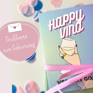 Geburtstagskarte – Happy Vino, Birthday Girl, Hochwertige Klappkarte für Freunde & Familie, Geburtstagskarte Frau, Geburtstagskarte Freundin