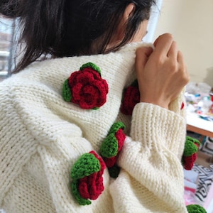 Handmade Crochet Rose Cardigan: Boho Floral Knit Jacket