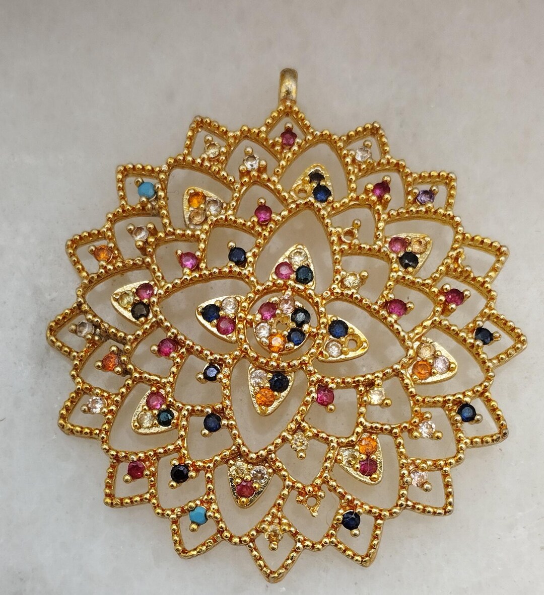 TEAMER Collana Con Pendente Fiore Della Vita - Gioiello In Acciaio Inossidabile Placcato Oro - Amuleto Geometrico Per Meditazione E Yoga