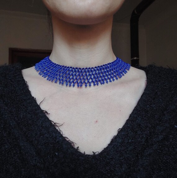 Beaded Collar Necklace huichol Beadwork layered Pearl Necklace mexican Jewelry Handwoven Collar Bib Gothic Necklace Bohemian Jewelry Etsy