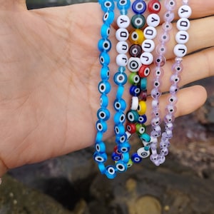 Encanto personalizado del teléfono del mal de ojo turco, correa del teléfono de cuentas, cadena de cuentas, regalo para ella, idea de regalo, mal de ojo multicolor, cordón, día de la madre