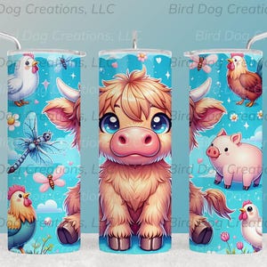 Adorable Highland Cow Tumbler Wrap Bundle - 20 oz Sublimation Design - Instant Download
