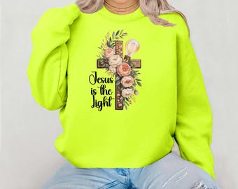 Jesus is the Light Png, Floral Christian Shirt Sublimation Design, Motivational Quotes Png, Bible Verse Faith Digital Download
