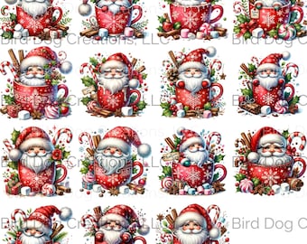 Watercolor Hot Cocoa Gnomes Clipart, Cute Christmas Gnomes Clipart, Festive Gnomes Clipart, Gnomes PNG, Holiday Sublimation Digital Files