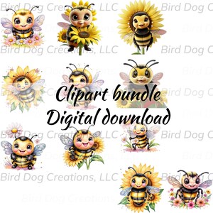 Cute BumbleBees Clipart Bundle - Honey Bee PNG for Sublimation Design, Instant Download