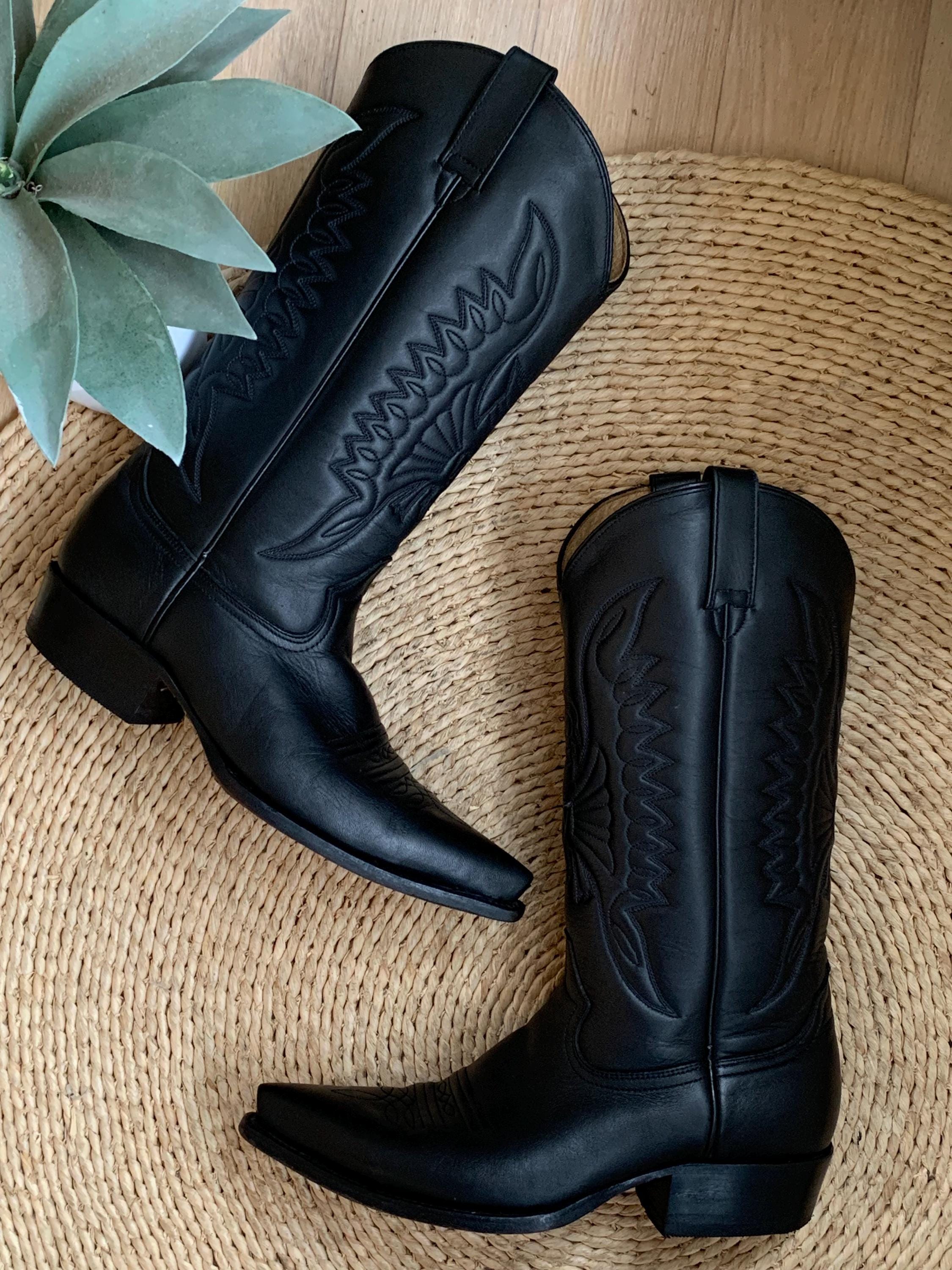 Bottes De Cowboy Buffalo, Cuir Noir Véritable, Taille 42 Homme (occasion)