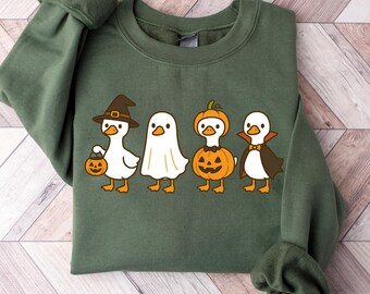Funny Halloween Goose Sweatshirt, Spooky Goose Sweatshirt, Cute Halloween Sweater, Spooky Season Geese, Halloween Geese Silly Goose Crewneck