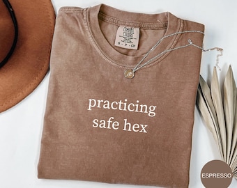 Practicing Safe Hex T-Shirt, Witch T-Shirt, Vintage Witchy Shirt, Funny Halloween Shirt, Spooky Season Gift, Salem Witch Shirt, Witch Gift
