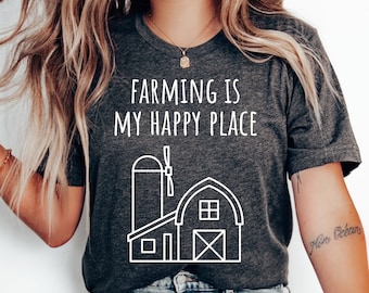 Farming Is My Happy Place T-Shirt, Western Country Shirt, Cowgirl Country Shirt, Country Girl Shirt, Southern Girl Gift, Funny Farm Shirt