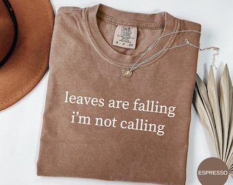 Camiseta "Las hojas están cayendo, no te llamo", divertida camiseta de otoño, bonita camiseta de otoño, camiseta con especias de calabaza, acogedora camiseta con ambiente otoñal, camiseta de Acción de Gracias