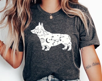 Corgi Celestial Stars T-shirt, Corgi Lover, Corgi Gift, Corgi Shirt, Corgi Mom, Pembroke Welsh Corgi, Corgi Owner, Gift for Dog Mom, Dog Tee