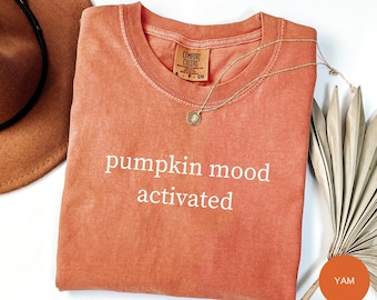 Pumpa-t-shirt med humöraktivering, pumpa-t-shirt, söt hösttröja, rolig pumpa-t-shirt, hösttröja, läskig säsongströja, pumpakrydda-present