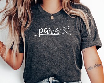 Paris Liebe Herz T-Shirt, Paris Geschenk, Paris Urlaub, Frankreich Shirt, Paris Familienausflug, Reise, Paris T-Shirt, Paris Shirt, Flitterwochen Shirt