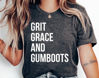 Grit Grace en Gumboots T-shirt, Western Country Shirt, Cowgirl Country Shirt, Country Girl Shirt, Southern Girl Gift, Farm Shirt, Grappige moeder
