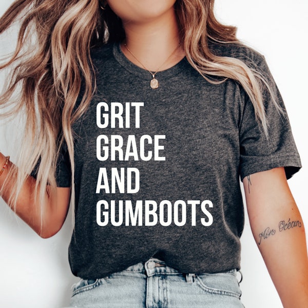 T-shirt Grit Grace et bottes en caoutchouc, chemise country western, chemise country cow-girl, chemise country girl, cadeau fille du sud, chemise ferme, maman drôle