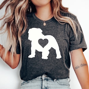English Bulldog Heart T-shirt, English Bulldog Gift, English Bulldog Shirt, Bulldog Lover, English Bulldog Owner, Love Bulldogs, Bulldog Mom