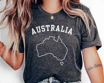 Koszulka Australia Outline, Koszulka Love Australia, Wakacje w Australii, Rodzinna wycieczka do Australii, Koszulka na miesiąc miodowy, Koszulka podróżna, Prezent dla Australii