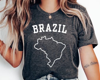 Brazil Outline T-Shirt, Love Brazil Shirt, Brazil Vacation Shirt, Brazil Family Trip, Brazilian Shirt, Honeymoon Shirt, Brazil Gift T-Shirt