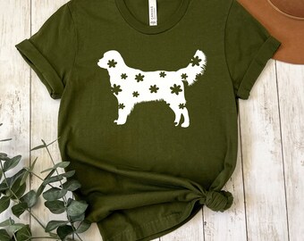 Golden Retriever Floral Flowers T-shirt, Dog Mom, Golden Retriever Lover, Golden Retriever Shirt, Golden Retriever Gift, Retro Tee, Dog Gift