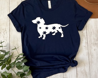 ダックスフントの花柄Tシャツ、ダックスフント愛好家、ダックスフントの飼い主、ダックスフントのシャツ、ダックスフントのママ、ダックスフントのギフト、ダックスフントのシャツ、レトロTシャツ