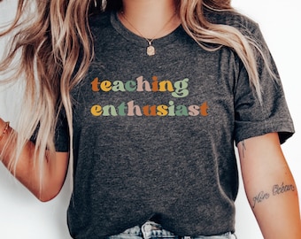 Lärarentusiast-t-shirt, rolig lärartröja, gåva för lärarutmärkelse, lärarpresenttröja, lärartröja, tillbaka till skolan-tröja, undervisa