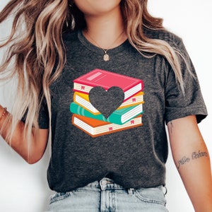 Book Heart T-Shirt, Funny Bookworm Gift, Librarian Gift, Librarian Shirt, Book Lover Shirt, Reading Teacher Shirt, Reading Shirt, Book Shirt