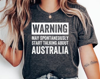 Ostrzeżenie Może Mówić O Australii Koszulka, Australia Prezent Koszulka, Kocham Australię Koszulka, Australia Wakacje, Koszulka Miesiąca Miodowego, Australijska Koszulka