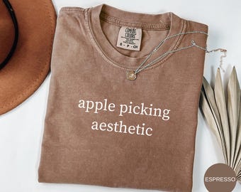 Äppleplocknings-estetisk t-shirt, höst-t-shirt, söt hösttröja, rolig höstt-shirt, pumpakryddsäsongströja, mysiga höstvibbar, Thanksgiving