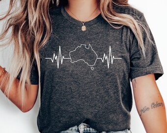 T-shirt Australia Heartbeat Pulse, Love Australia-shirt, Australië vakantie, Australië familie-uitstapje, Australië cadeau-shirt, Australisch shirt