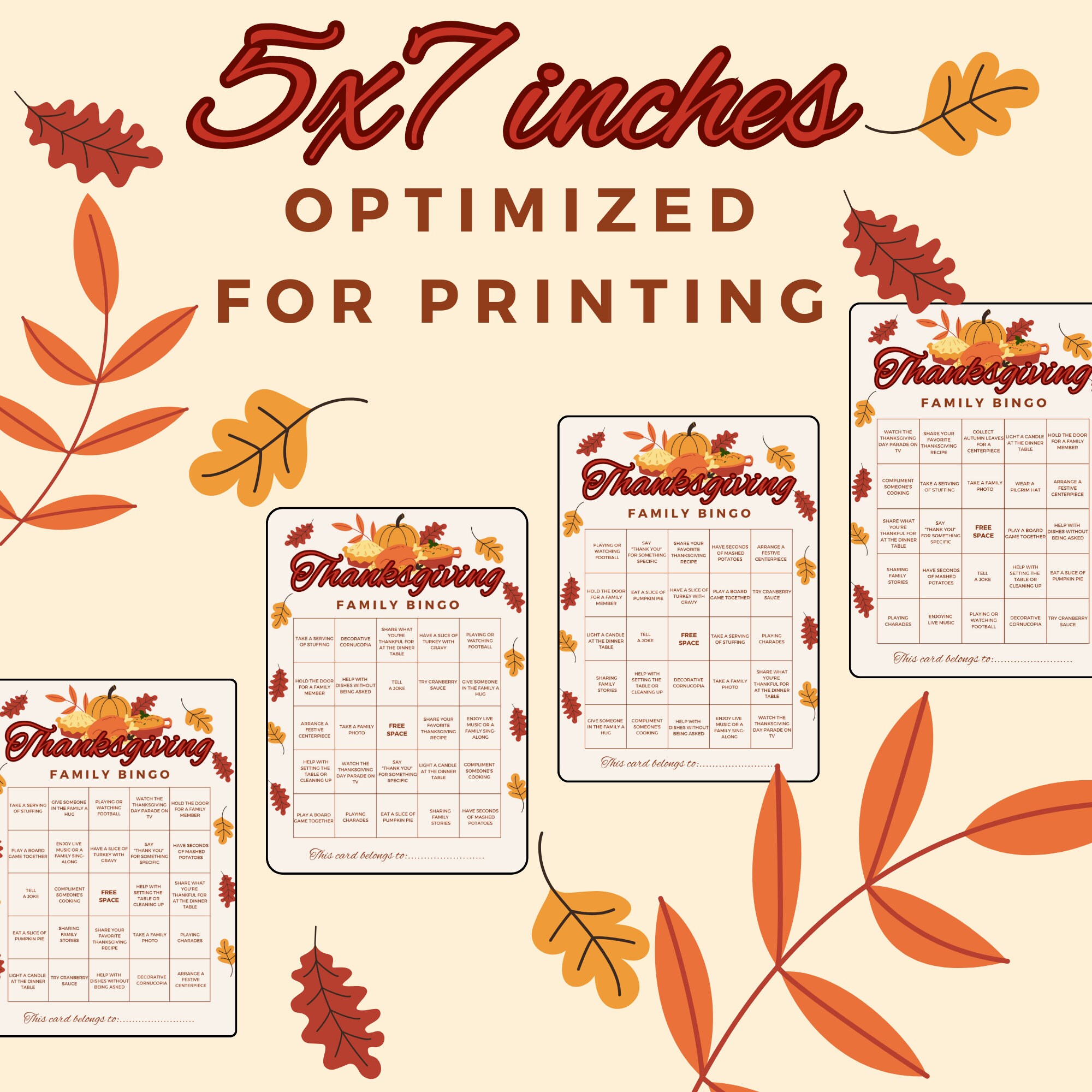 Thanksgiving Family Bingo Game Printable Turkey Bingo Cards for Kids ...