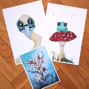 Stampe di acquerello - Illustrazioni fantastiche, creature pazze