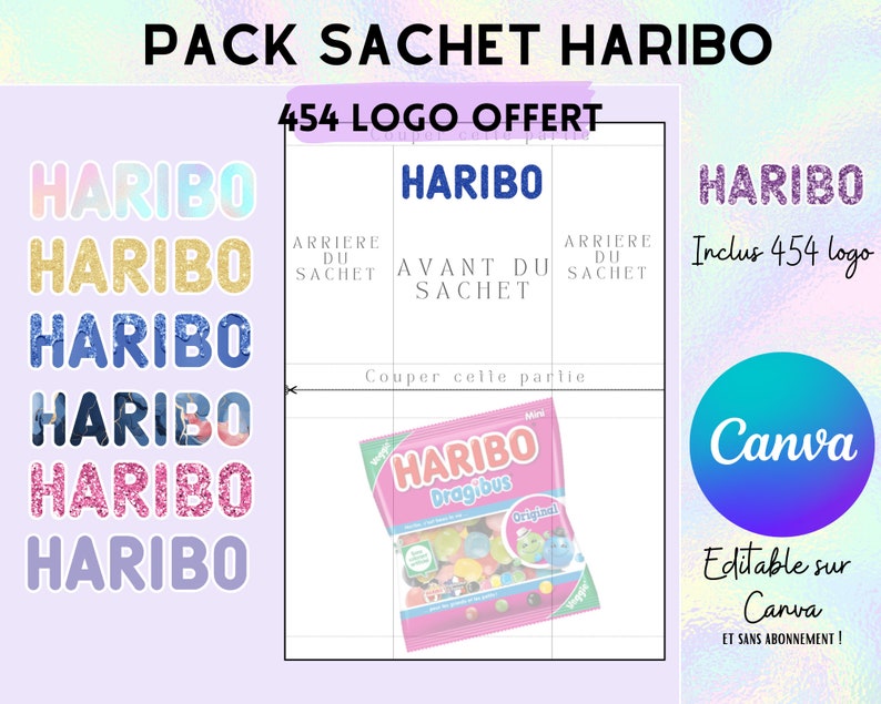 Modèle complet pour emballage Haribo, template gabarit en téléchargement 454 image modèle de logo, clipart HARIBO image 1