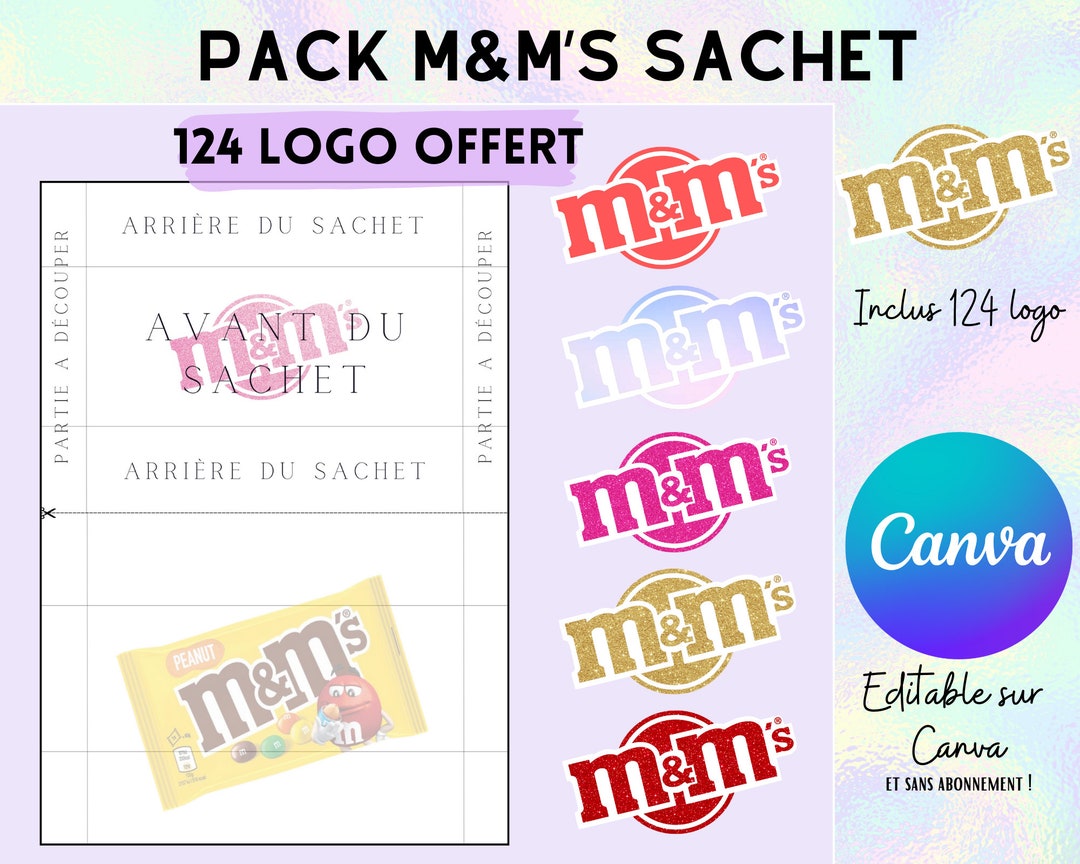Modèle complet pour emballage M&amp;M'S, template gabarit en téléchargement ...