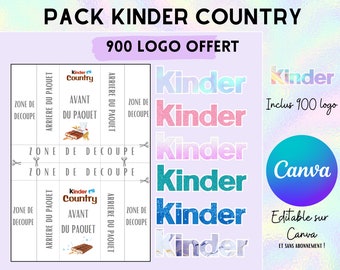 Modèle complet pour emballage kinder country , template (gabarit) + 900 logo