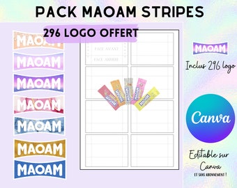 Modèle complet pour emballage maoam stripes , template (gabarit) + 296 images modèles de logo.